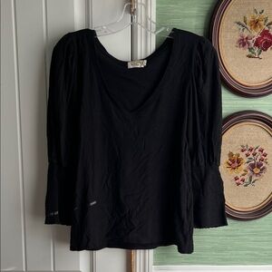 Smocked sleeve v neck top